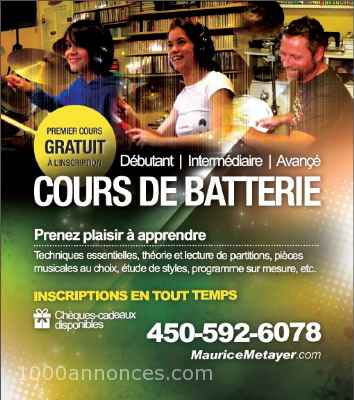 COURS DE BATTERIE - St-Jérôme, Laval