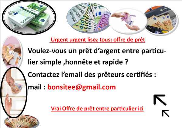  Offre de prêt entre particuliers Très sérieu